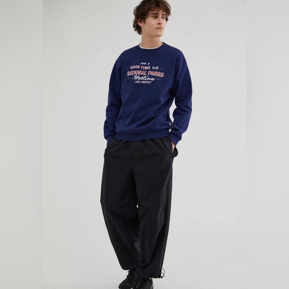 PARKS PROJECT Sweatshirt M FOR GOOD TIME CALL Graphic Long Sleeve Navy UO NWT - Picture 5 of 6